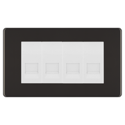 BG Screwless Black Nickel 4 Gang Master Telephone Socket, Screw Terminal - White Insert by British General (BG-FBNBTMS4W)