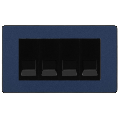 BG Evolve Matt Blue 4 Gang IDC Secondary Telephone Socket - Black Insert by British General (BG-PCDDBBTS4B)