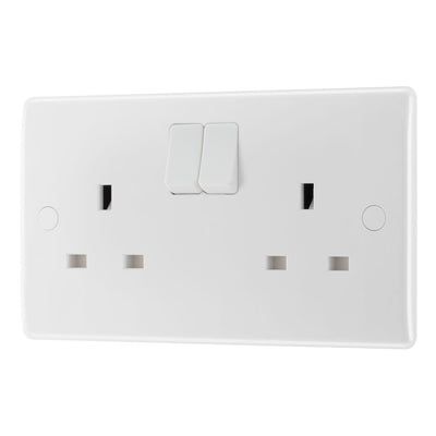 BG Nexus 13A Single Pole Double Socket White & 32mm Pattress Back Box