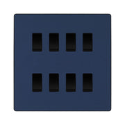 BG Evolve Matt Blue 8 Gang Intermediate Custom Grid Light Switch with Back Box Included by British General (BG-Evolve-DB-8G-CUSTOM-8x INT SWITCH)