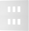 BG RPCDCL6W Evolve Grid Pearlescent White 6 Module Square Front Plate - White Trim
