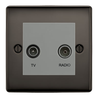 BG Nexus Metal Black Nickel TV & FM Socket NBN66G by British General (BG-NBN66G)