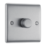 BG NBS81 Nexus Metal Brushed Steel 1 Gang 200W 2 Way Trailing Edge Push Type Dimmer Switch by British General (BG-NBS81-Shopify-SA_1)