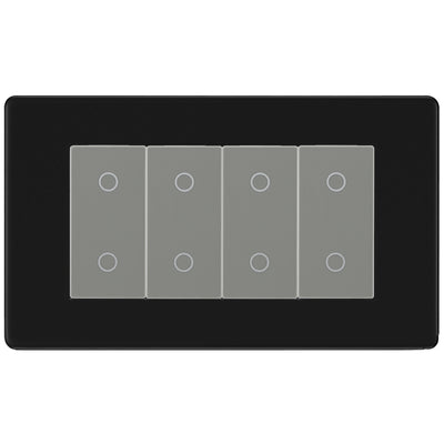 BG Nexus Screwless Matt Black Quad Master Touch Dimmer Switch Grey Inserts FFBTDM4G by British General (BG-FFBTDM4G)