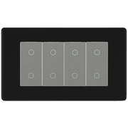BG Nexus Screwless Matt Black Quad Master Touch Dimmer Switch Grey Inserts FFBTDM4G by British General (BG-FFBTDM4G)
