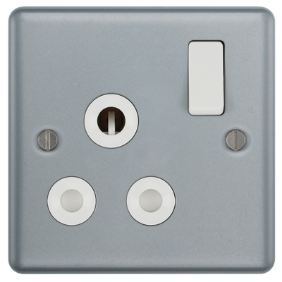 BG MC599 Metal Clad | 1 Gang 15A Switched Round Pin Socket by British General (BG-MC599)