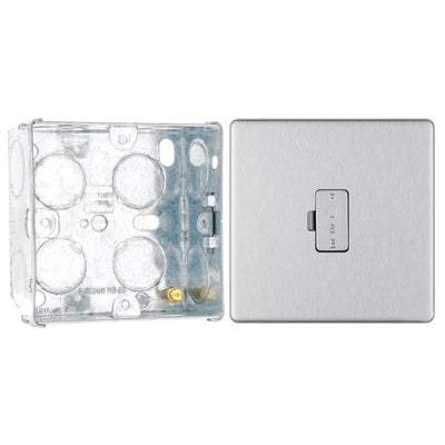 BG Screwless Brushed Steel 13A Unswitched Spur FBS54 with 35mm Steel Back Box