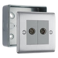 BG Nexus Brushed Steel Double Isolated Co-Axial Socket & Surface Pattress Back Box
