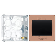 BG Evolve Polished Copper 10A 3 Pole Fan Isolator Switch PCDCP15B with 25mm Steel Back Box