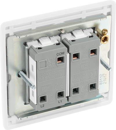 BG 83112 Moulded Round Edge | White | 20A Double Pole Immersion Heater Switch - LED Indicator by British General (BG-83112)