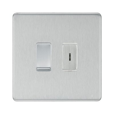 BG Screwless Brushed Steel 2 Gang 20 Amp Key Switch with 20 Amp Double Pole Switch by British General (BG-SCL-BS-2G-1x-KS-1x-DP)