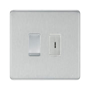 BG Screwless Brushed Steel 2 Gang 20 Amp Key Switch with 20 Amp Double Pole Switch by British General (BG-SCL-BS-2G-1x-KS-1x-DP)