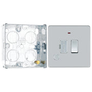 BG Screwless Polished Chrome 13A Switched Spur + Neon + Cable Outlet FPC53 with 25mm Steel Back Box by British General (BG-FPC53+HGS02)