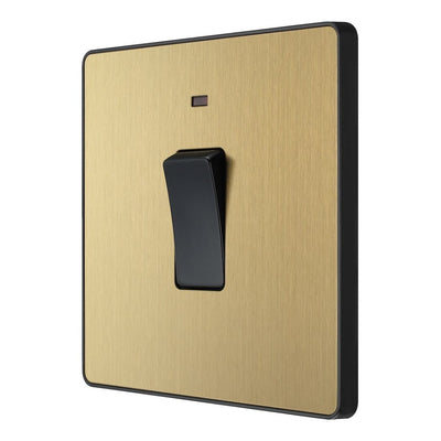 BG Evolve Satin Brass 20A 2 Pole LED Switch PCDSB31B with 25mm Steel Back Box