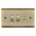 BG Nexus Antique Brass 3 Gang Switch 1x Trailing Edge LED Dimmer 2x Intermediate Custom Grid Switch