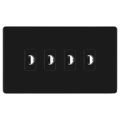 BG Nexus Screwless Matt Black 4 Gang Flex Outlet Socket