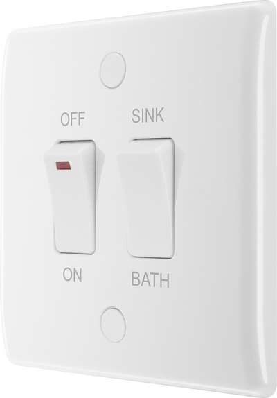BG 83112 Moulded Round Edge | White | 20A Double Pole Immersion Heater Switch - LED Indicator by British General (BG-83112)