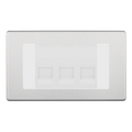 BG Screwless Brushed Steel 3 Gang Master Telephone Socket, Screw Terminal - White Insert