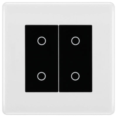 BG Nexus White Moulded Double Master Touch Dimmer Switch - Black Insert by British General (BG-8EMS2+EMTDMB)