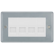 BG Metal Clad 4 Gang Master Telephone Socket, Screw Terminal - White Insert