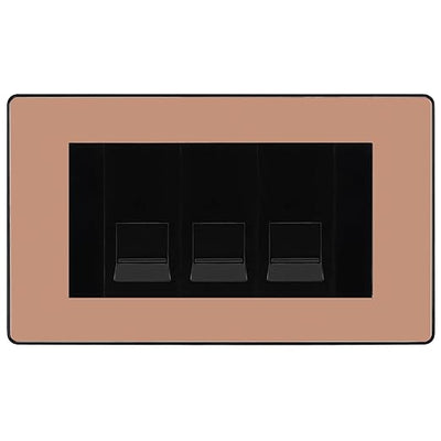 BG Evolve Polished Copper 3 Gang IDC Secondary Telephone Socket - Black Insert by British General (BG-PCDCPBTS3B)