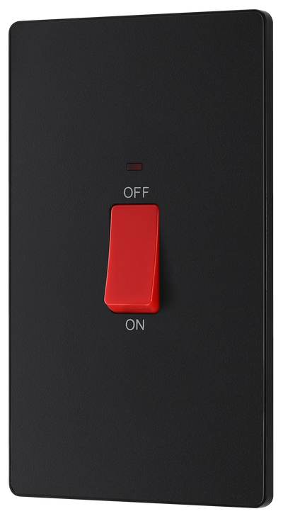 BG Evolve PCDMB72B Matt Black 45A 2 Pole LED Switch-Black Insert