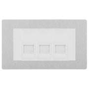 BG Evolve Brushed Steel 3 Gang IDC Secondary Telephone Socket - White Insert by British General (BG-PCDBSBTS3W)