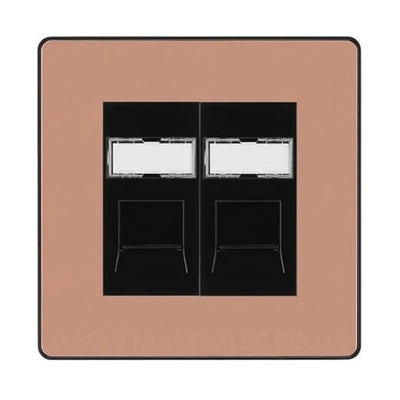 BG Evolve Polished Copper 2 Gang RJ45 Data Socket PCDCPRJ452B Black Inserts by British General (BG-PCDCPRJ452B)