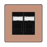 BG Evolve Polished Copper 2 Gang RJ45 Data Socket PCDCPRJ452B Black Inserts by British General (BG-PCDCPRJ452B)