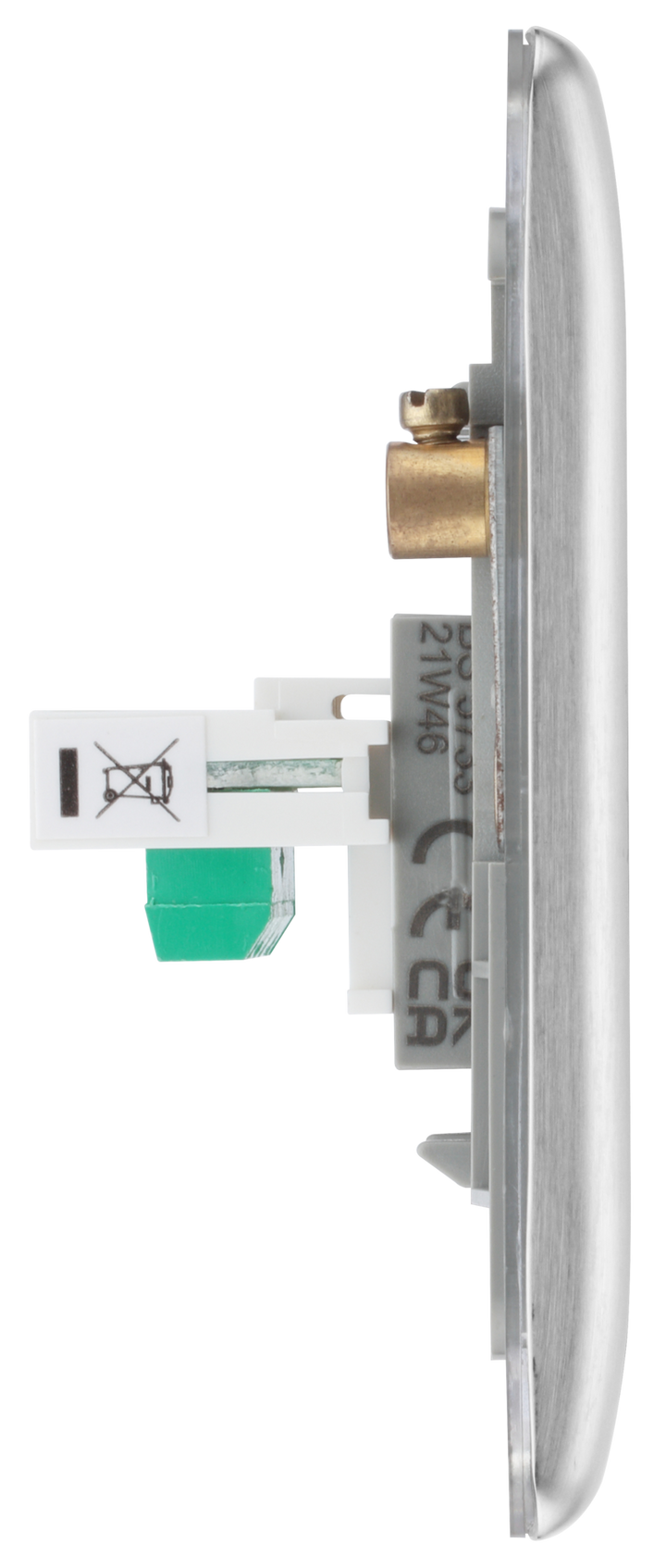 NBSRJ112  Side - This RJ11 telephone socket from British General uses a screw terminal connection and can be used for connecting two analogue phone lines.