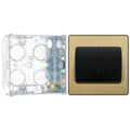 BG Evolve Satin Brass 2G Wide Rocker Light Switch PCDSB42WB with 35mm Steel Back Box