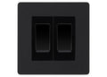 BG Evolve Matt Black 2 Gang 20AX 2-Way Switch Custom Grid – Black Insert