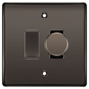 BG Black Nickel 2 Gang Light Switch 1x Trailing Edge LED Dimmer 1x 2 Way Switch by British General (NEXUS-BN-2G-CUSTOM-1x DIMMER-1x 2WAY)