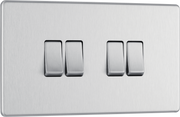 BG FBS44 Nexus Screwless Flat-Plate Quad Light Switch Brushed Steel 2 Way 10A by British General (BG-FBS44-Shopify-SA_1)