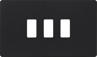 BG RPCDMB3B Evolve Grid Matt Black 3 Module Rectangular Front Plate - Black Trim