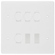 BG Nexus White Moulded 6 Gang Switch 4x Trailing Edge LED Dimmer 2x Intermediate Custom Grid by British General (BG-Nexus-WM-6G-CUSTOM-4x-Dimmer-2x-INT)