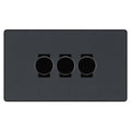 BG Evolve Matt Grey 3 Gang Custom Grid Dimmer Light Switch PCDMG83B