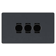 BG Evolve Matt Grey 3 Gang Custom Grid Dimmer Light Switch PCDMG83B by British General (Evolve-MG-CUSTOM-3GANG-3xDIMMER)