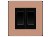BG Electrical Evolve Polished Copper 2-Gang Light Switch 1x 2-Way + 1x Intermediate – Black Inserts