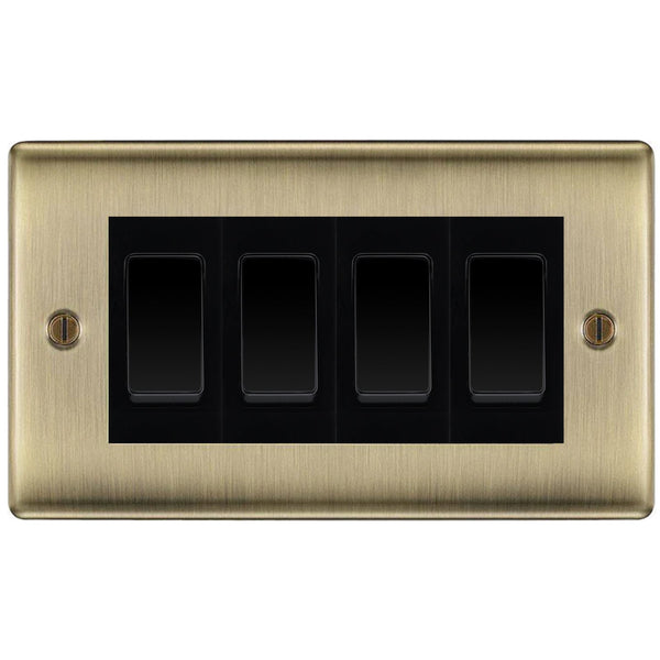 BG Antique Brass 4 Gang Custom Light Switch NAB44E