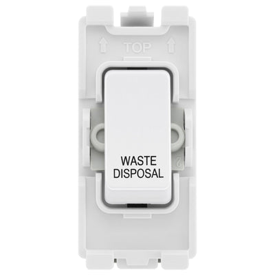 BG Evolve White RRWDISPCDW 20A DP Appliance Grid Switch Labelled Waste Disposal by British General (BG-RRWDISPCDW+RPCDW30)