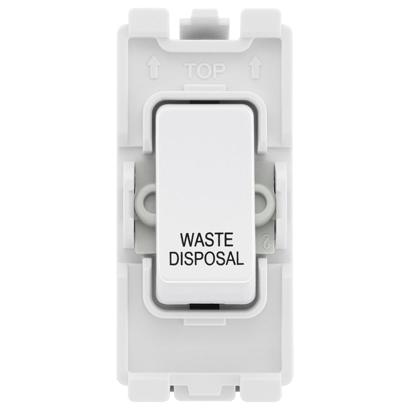BG Evolve White RRWDISPCDW 20A DP Appliance Grid Switch Labelled Waste Disposal