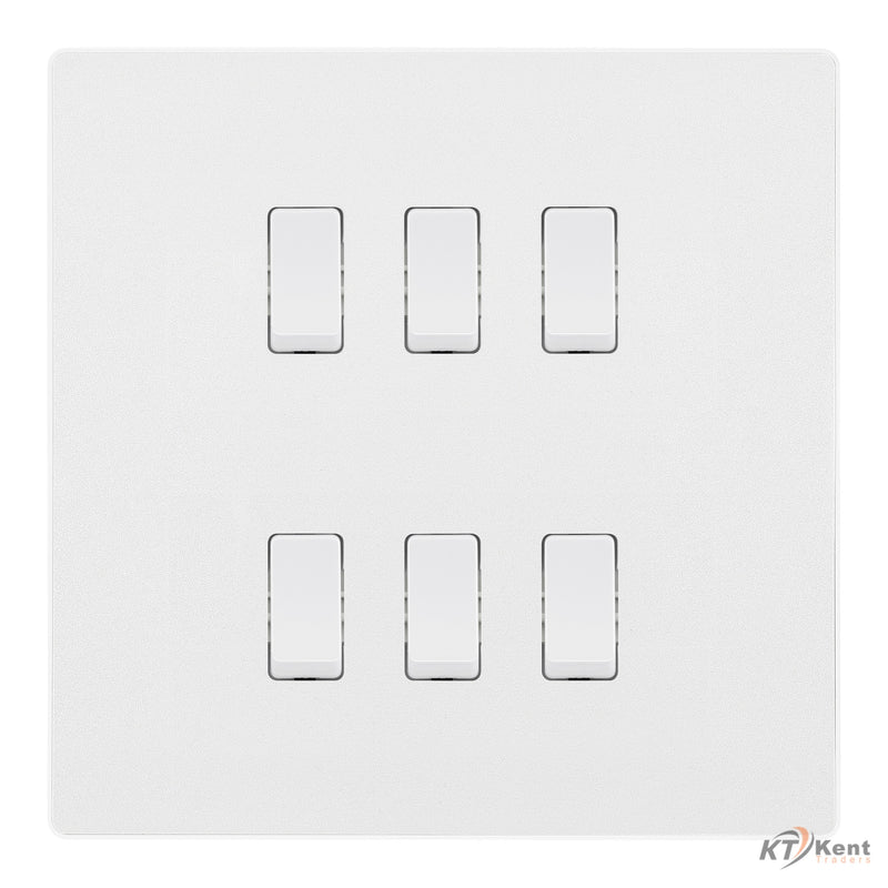BG Evolve Pearlescent White 6 Gang Intermediate Custom Grid Light Switch
