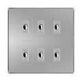 BG Nexus Screwless Brushed Steel 6 Gang Flex Outlet Socket