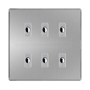 BG Nexus Screwless Brushed Steel 6 Gang Flex Outlet Socket by British General (BG-SCL-BS-6G-FLEX-OUTLET-SOCKET)