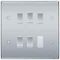 BG Polished Chrome 5 Gang Intermediate Custom Grid Light Switch with Back Box Included