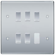 BG Polished Chrome 5 Gang Intermediate Custom Grid Light Switch with Back Box Included by British General (BG-NEXUS-PC-5G-CUSTOM-5x INT SWITCH)
