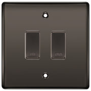 BG Black Nickel 2 Gang Engraved Custom Labelled Appliance Grid Switch by British General (BG-BLACK-NICKEL-CUSTOM-2GANG-SWITCH)