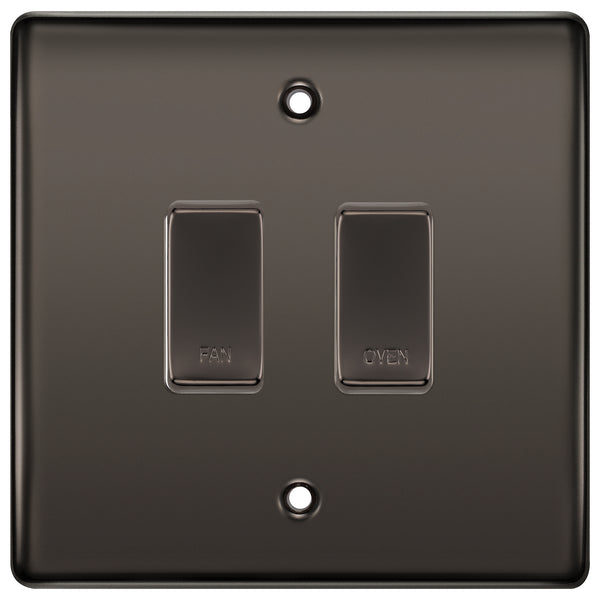 BG Black Nickel 2 Gang Engraved Custom Labelled Appliance Grid Switch