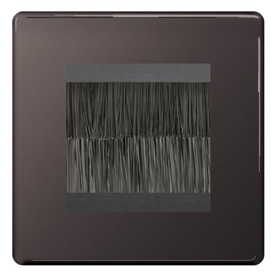 BG Screwless Black Nickel Single 2 Gang Brush Cable Wall Plate TV Black by British General (BG-FBNEMS2+EMFO-1)